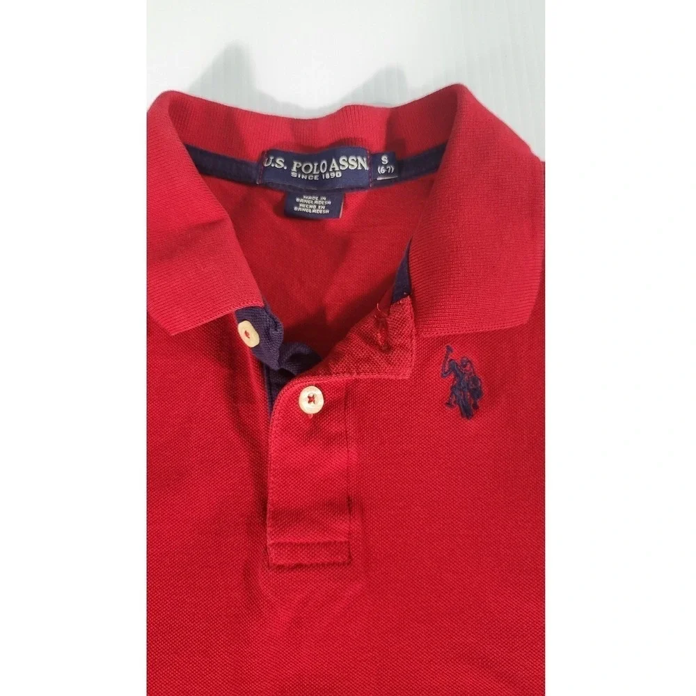 U.S. Polo Assn. Red Polo Shirt Short Sleeve Classic Logo Boys Size S 6-7